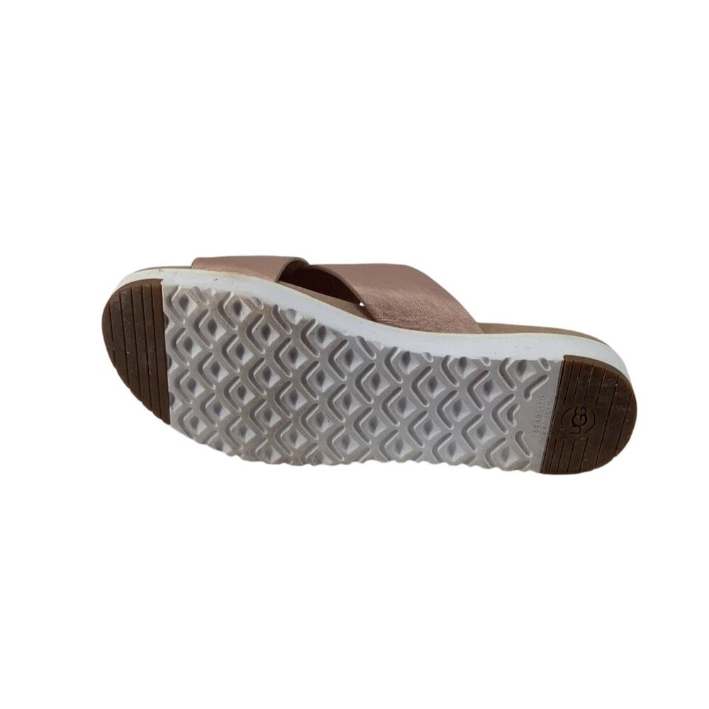 UGG Metallic Rose Gold Crisscross Slide Sandals - Picture 8 of 9